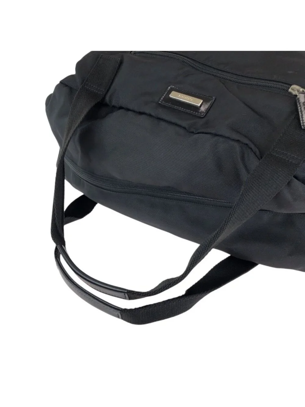 Gucci Black Silver Nylon Boston Bag